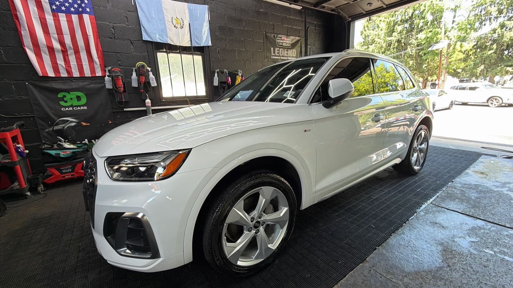 White Audi Q5 after a hand wash
